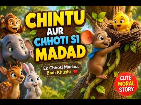 ⁣Chintu Aur Chhoti Si Madad  Cute Moral Story in Hindi
