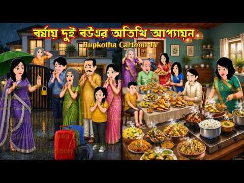 ⁣বর্ষায় দুই বউএর অতিথি আপ্যায়ন Borshai Dui Bouer Atithi Appayan | Cartoon | Rupkotha Cartoon TV