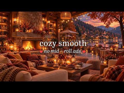 ⁣(NO MID-ROLL ADS) Enchanted & Cozy Soulful Fall Coffeehouse Jazz🍂Smooth Melody, Fireplace for Relax